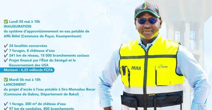 Eau potable : le ministre Cheikh Tidiane Dièye inaugure des ouvrages à Koumpentoum et Bakel… Eau potable : le ministre Cheikh Tidiane Dièye inaugure des ouvrages à Koumpentoum et Bakel…